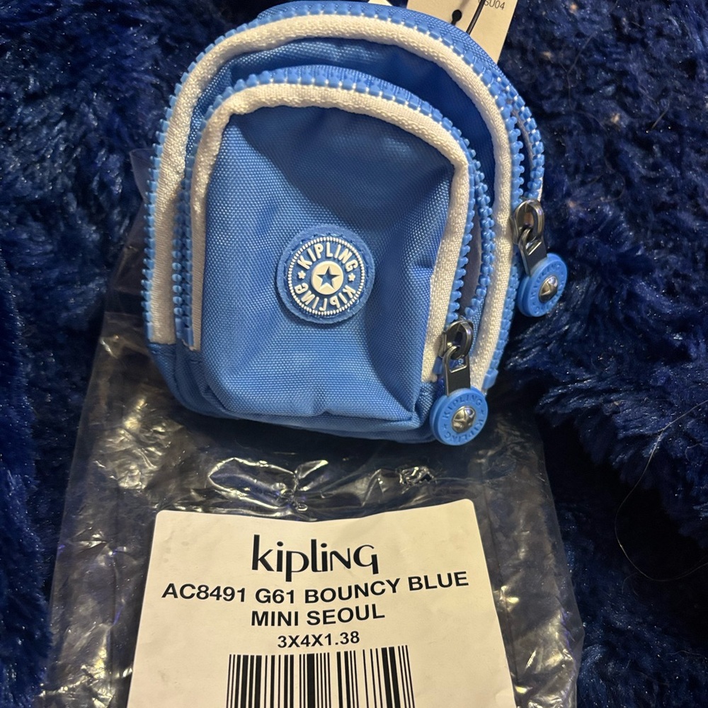 Kipling Mini Seoul  Backpack keychain Nwt - Blue